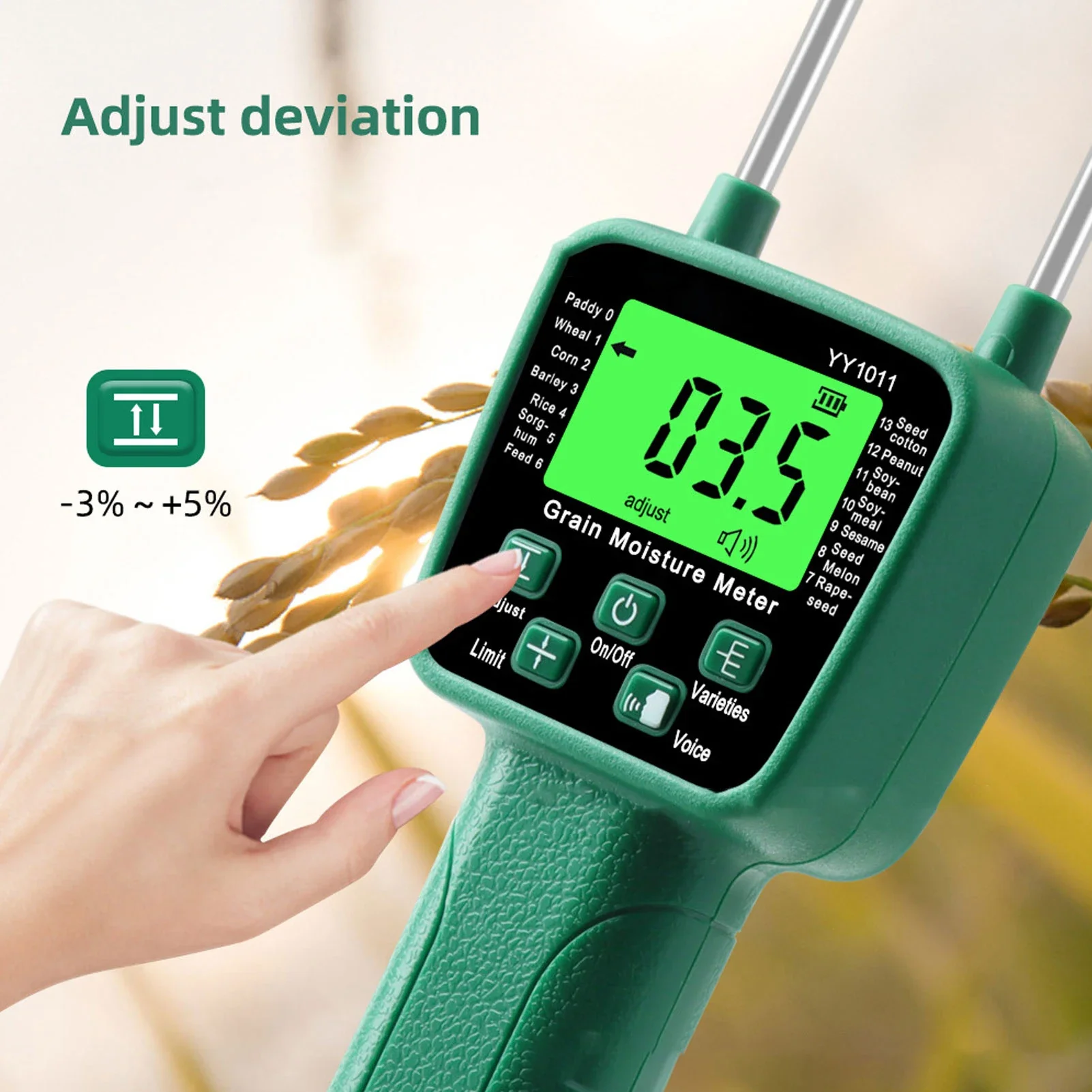 Grain Moisture Meter Hay Moisture Meter Wheat Soybean Grain Moisture Tester LCD Display with Voice Broadcast Hay Moisture Tester