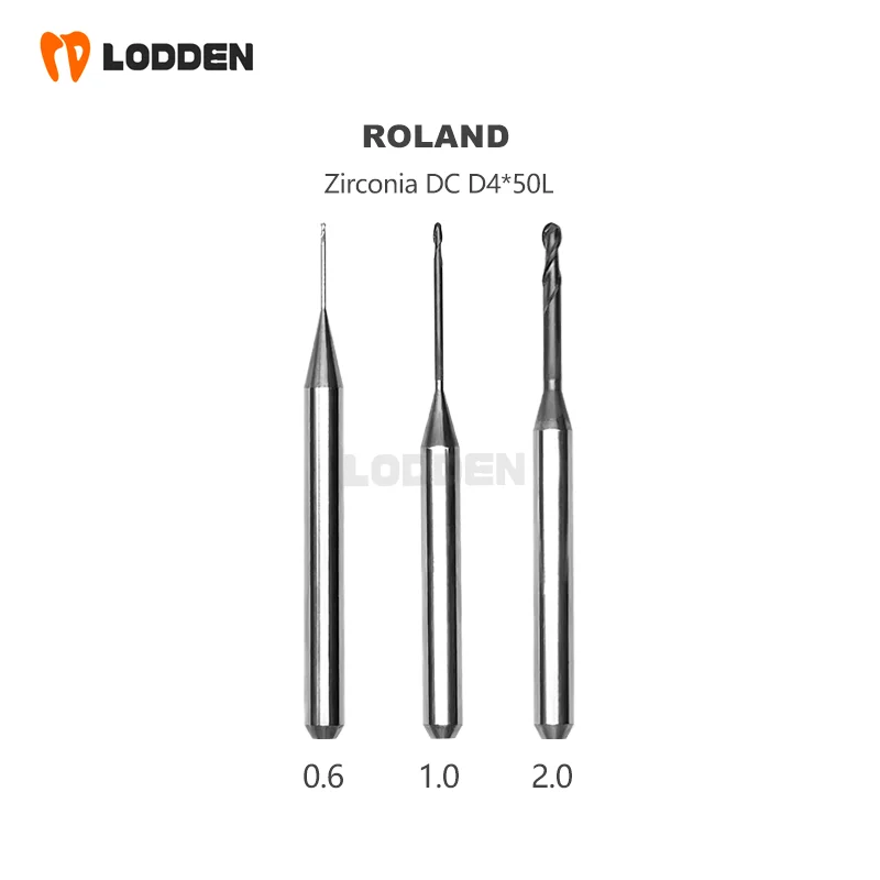 Roland Dental Milling Burs for Lithium Disilicate Zrconia PMMA Dental Lab Materials 0.6 1.0 2.5mm Grinding Tool Dental Dentistry