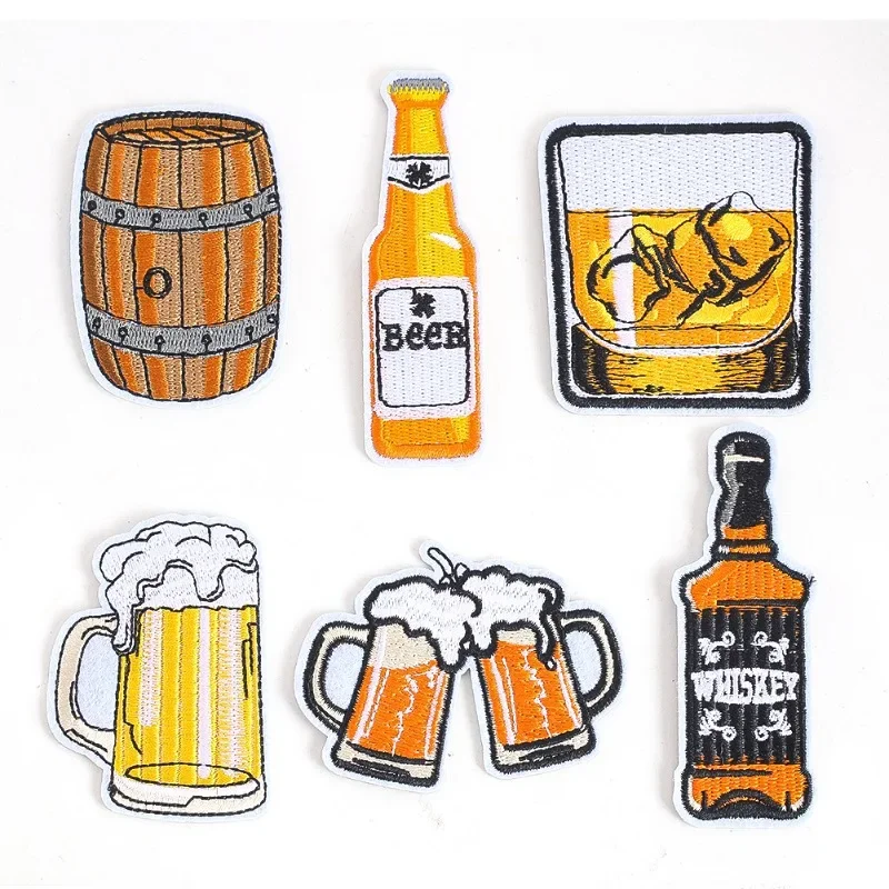 Cartoon Beer Pattern Embroidery Cloth Sticker Clothing Accessories Cross-border Set Adhesive DIY Badge Decoration Spot