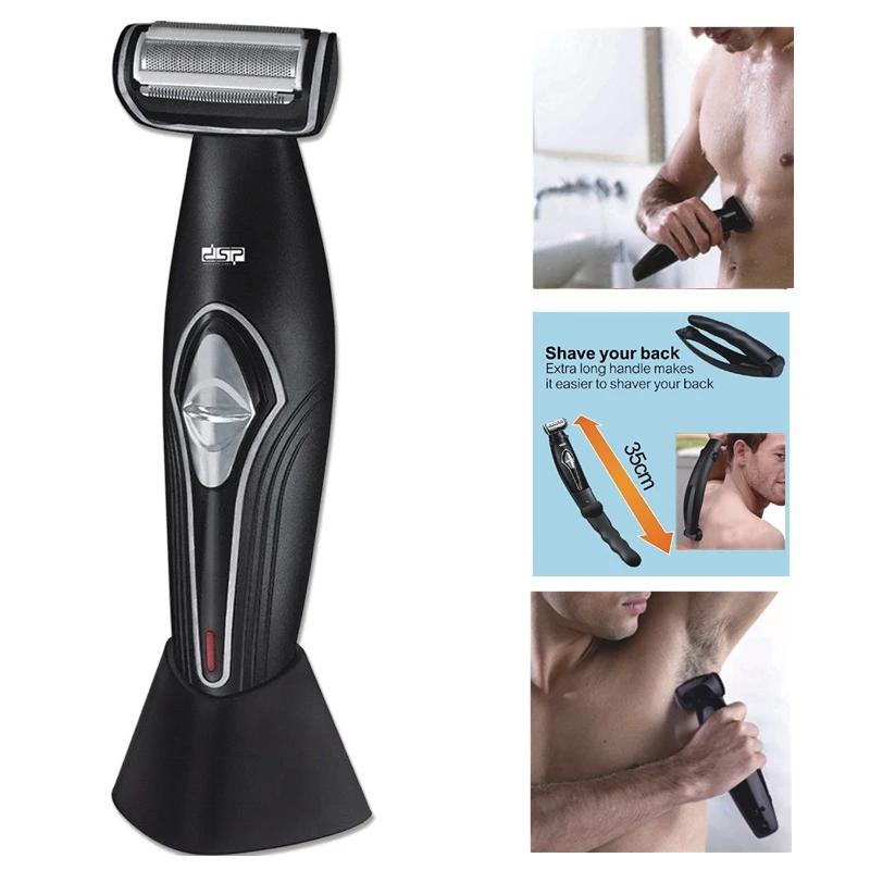 Body&Back wet dry electric shaver for men Ball Groin hair trimmer rechargeable Pubic body groomer shaving machin with attachment