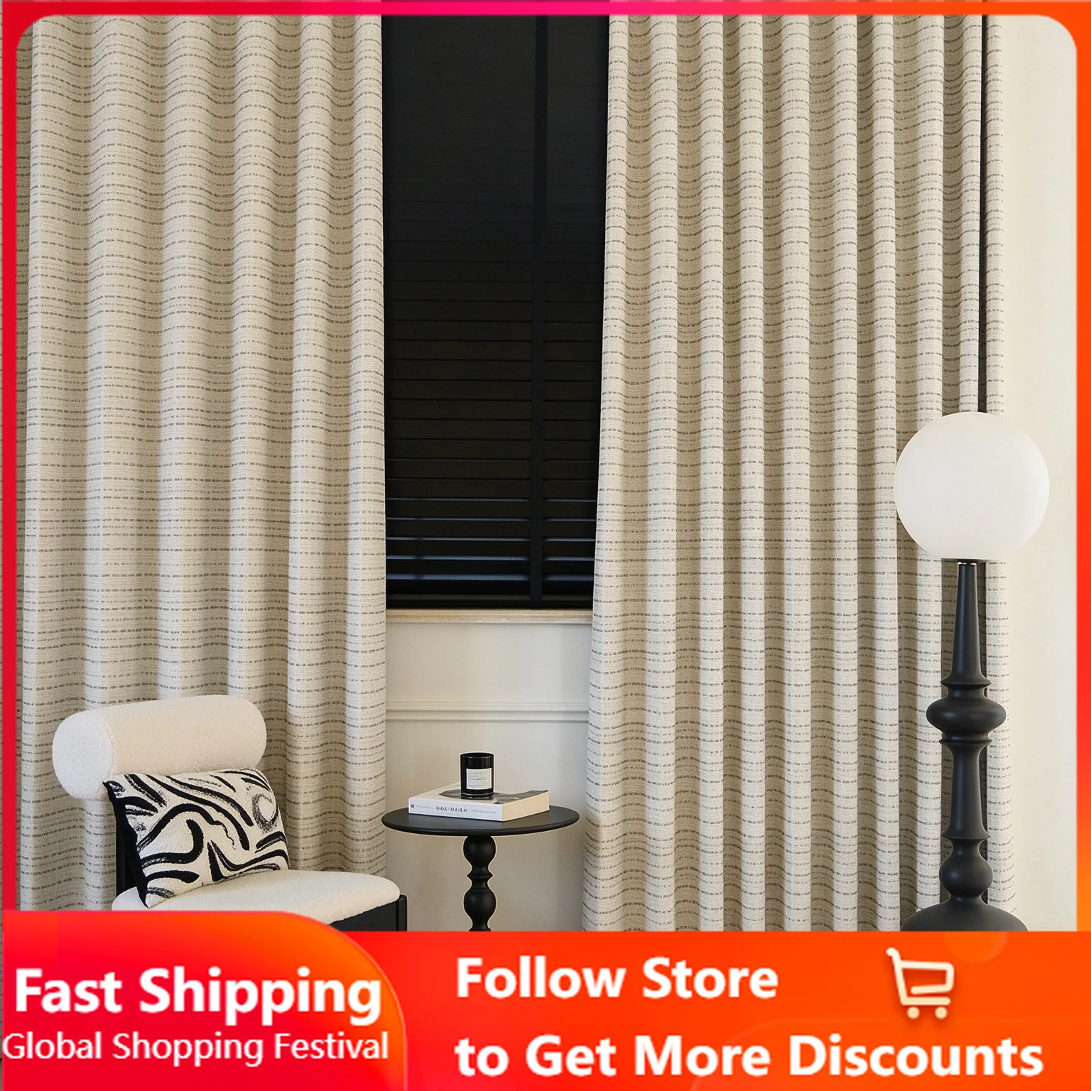 Horizontal Artistic Custom Italian Style High-end Modern Simple Light Luxury Jacquard Curtains for Living Dining Room Bedroom