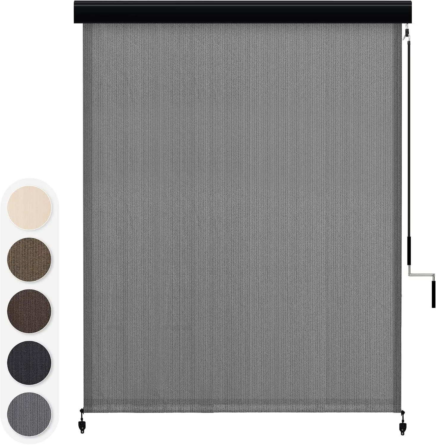 Outdoor Premium Roller Shade Privacy Screen for Porch Gazebo, Patio Cordless Blinds with Aluminum Valance (7' W X 8' L), Anthrac