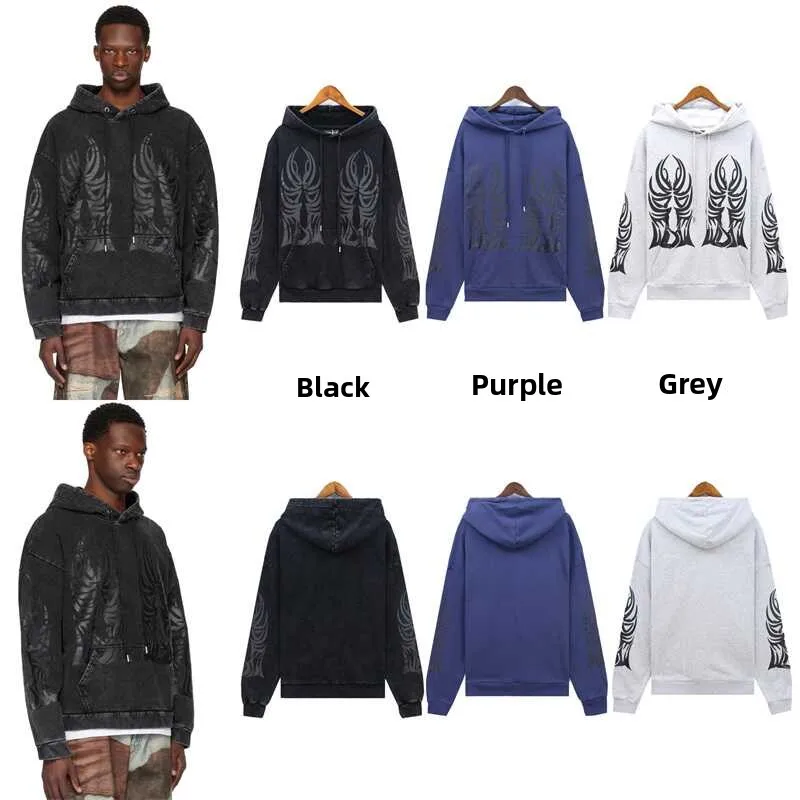 

Мужская толстовка с капюшоном Waed в американском стиле ретро с шипами, свободная посадка, модная уличная одежда на весну, осень и зиму