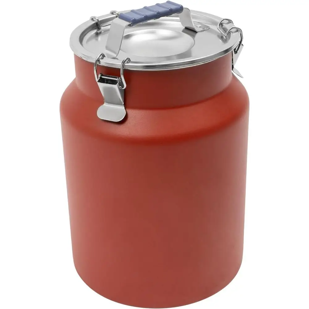 Recipiente hermético de acero inoxidable de 3.2 galones, contenedor grande para almacenar alimentos con tapa y asa, ideal para leche, arroz, harina, café