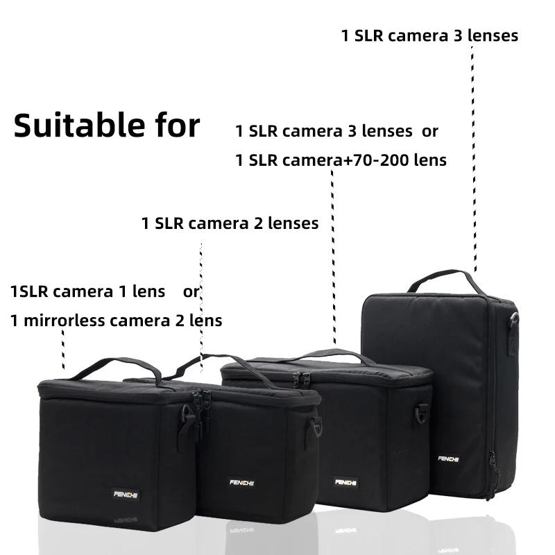 900D Oxford Fabric Camera Case Bag Handbag with Compartment for Canon Nikon Sony SLR Camera Lens Photography Accessories