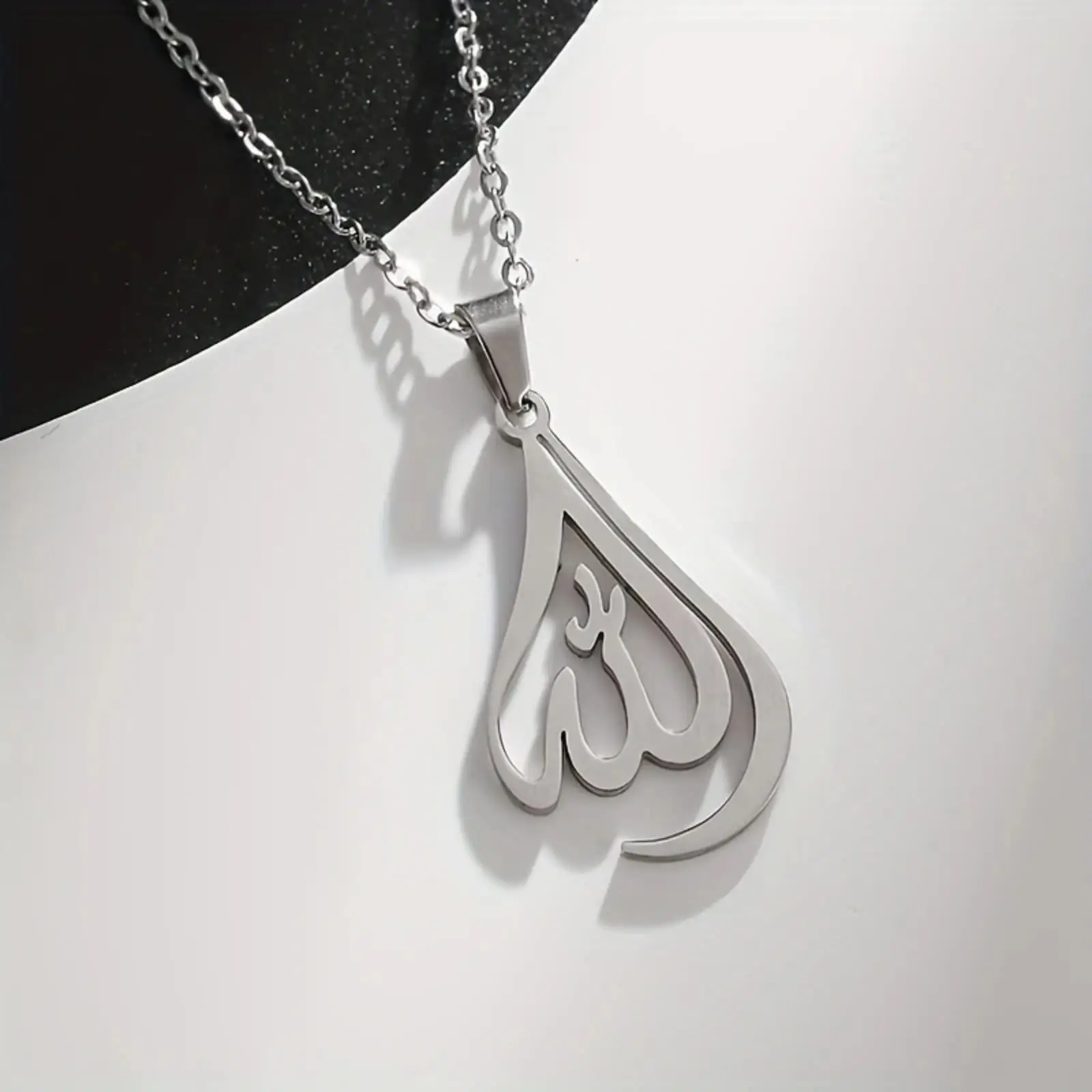 Islamische Muslimische Allah-Symbol-Halskette, Anhänger mit arabischen Buchstaben, Edelstahlschmuck, Geschenk – Detail 4