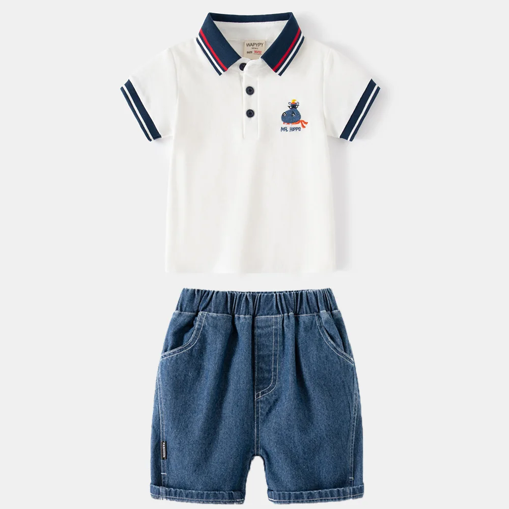1 2 3 4 5 6 7 anni ragazzi Polo abbigliamento estate manica corta Polo magliette set di abbigliamento per bambini abbigliamento moda per bambini set