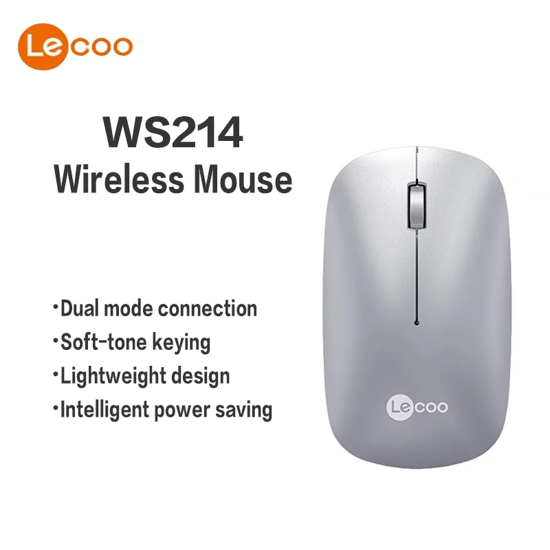 

Lecoo WS214 Bluetooth Wireless Mouse Light-Tone PIXART Engine Lightweight Design Intelligent Sleep Ergonomic Office Home