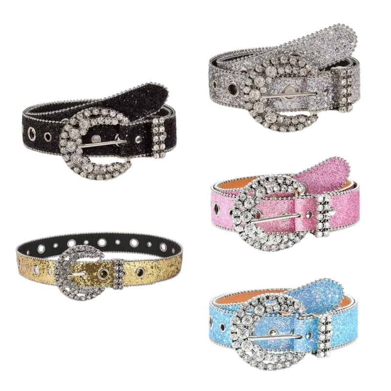 

Sexy Waist Belt Jeans Belt PU Studded Belt Casual Ceinture Punk Modern Belt Street Dance Glittered Belt