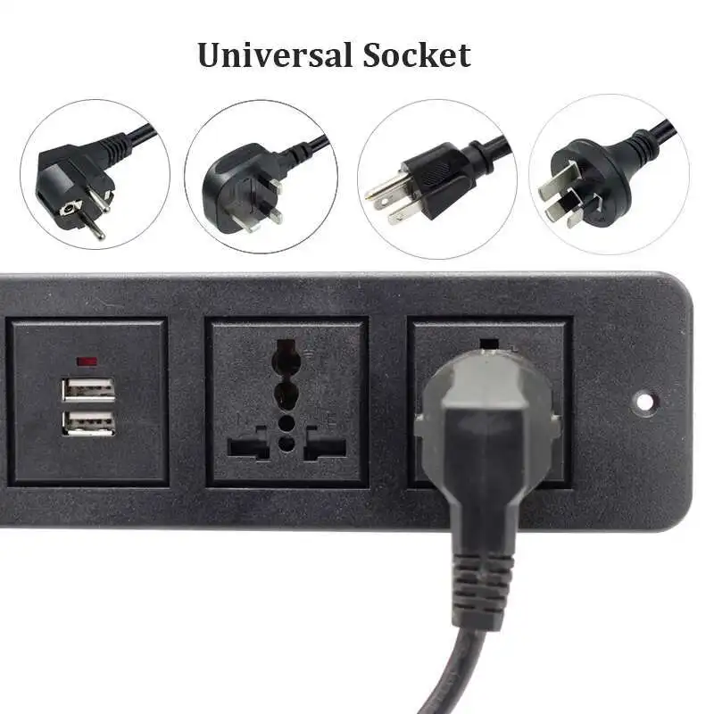 Adaptateur de prise d'extension de courant 3 en 1, bande de bureau, avec prises universelles, Port de Charge rapide USB-C, câblage réseau RJ45