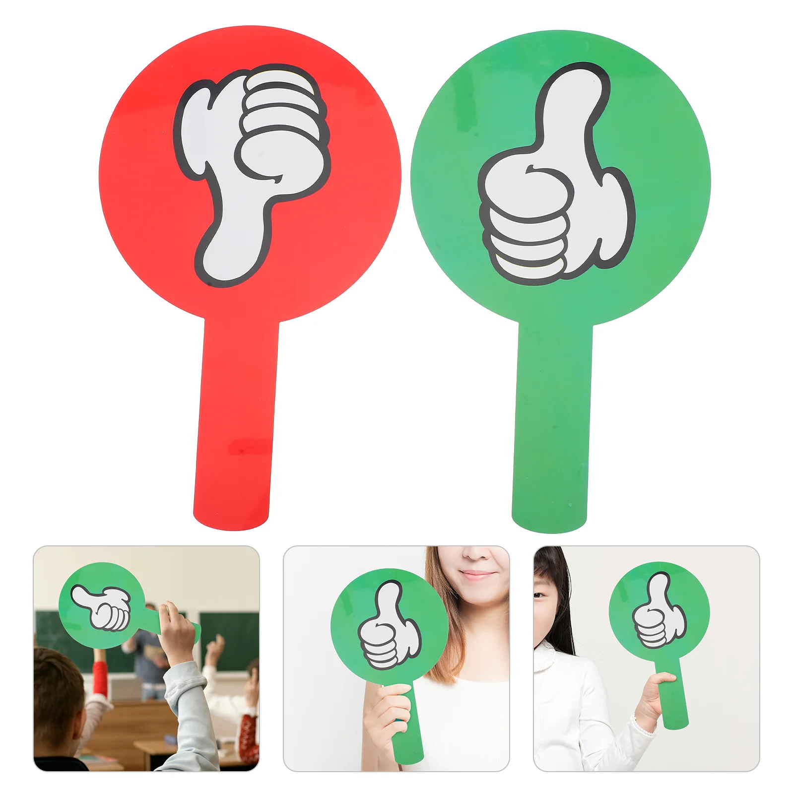 

2 Pcs Hand Holding Score Board Classroom Thumbs up Paddles down Sign Handheld Card Voting Yes No