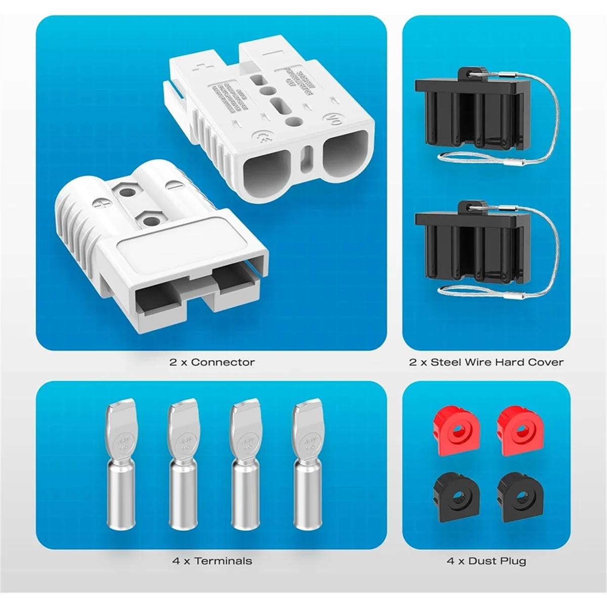 Złącze Anderson ABNJ, 175A 1/0AWG Złącze Akumulatora z Twardą Osłoną 12-36V Wtyk Anderson Zestaw Okablowania Wciągarki do Kabla RV B