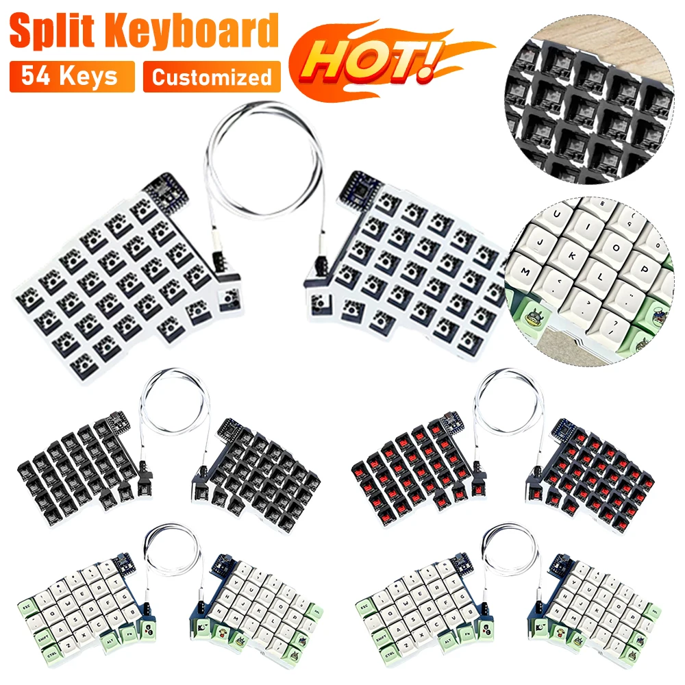 

Split Keyboard Wired Hot Swap Support QMK/VIAL Keyboard Ergonomics RP2040zero Customized Split Keyboard PC Gamer Accessories