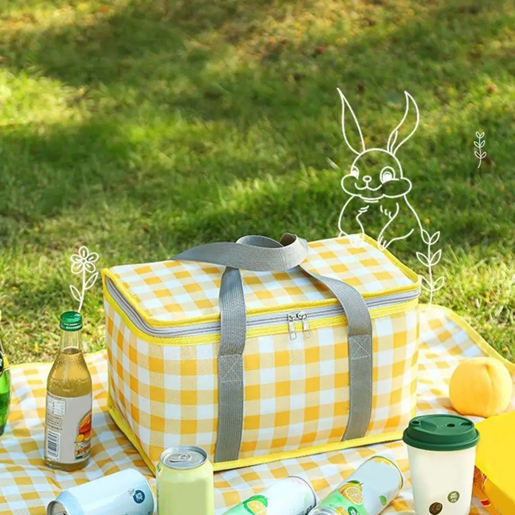 Foldable Picnic Mat Waterproof Insulated Picnic Cooler Bag with Thick Aluminum Lining Wear-resistant Oxford Cloth for Outdoor