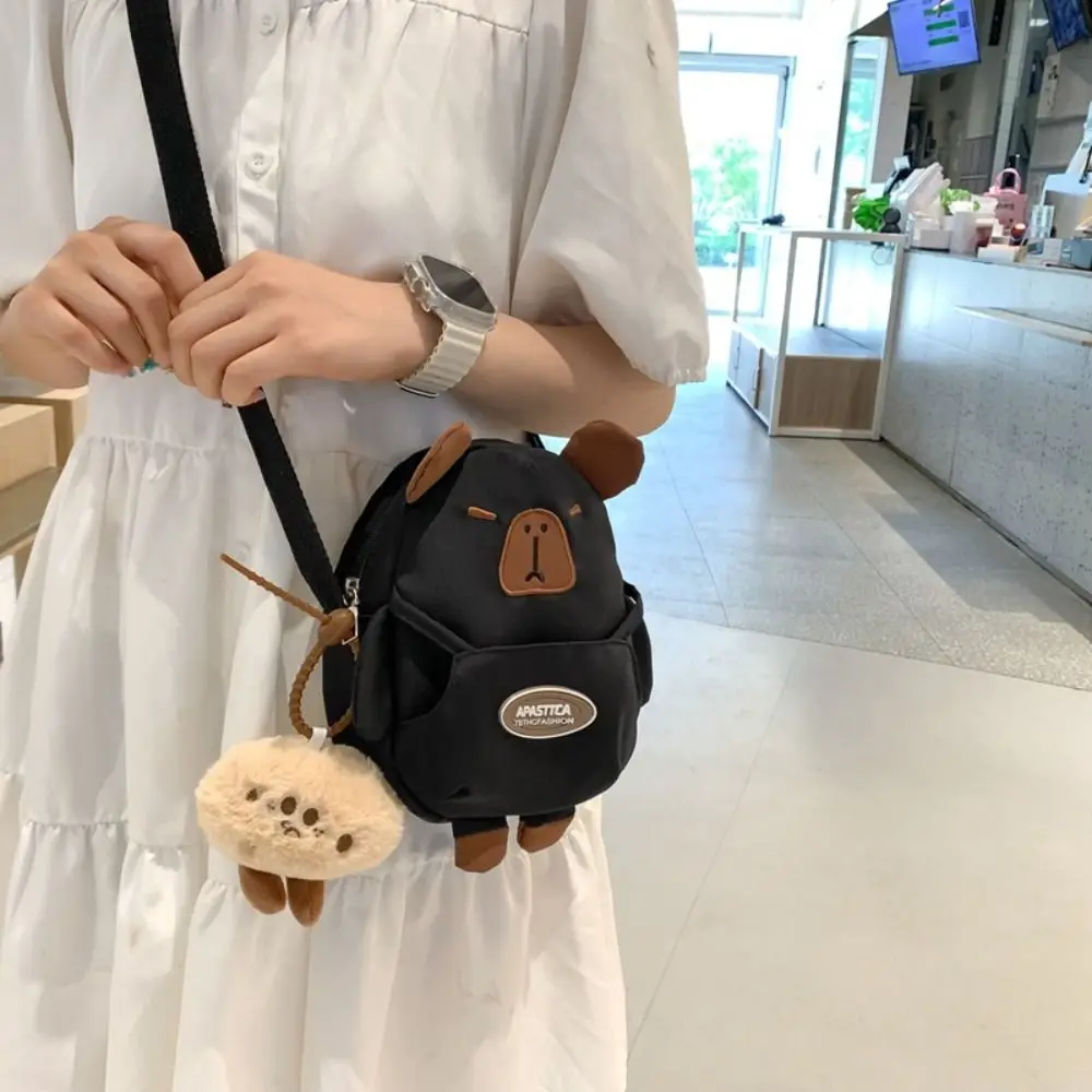 Oxford Capybara Crossbody Bag Large Capacity Korean Style Kapibara Shoulder Bag with Pendant Animal