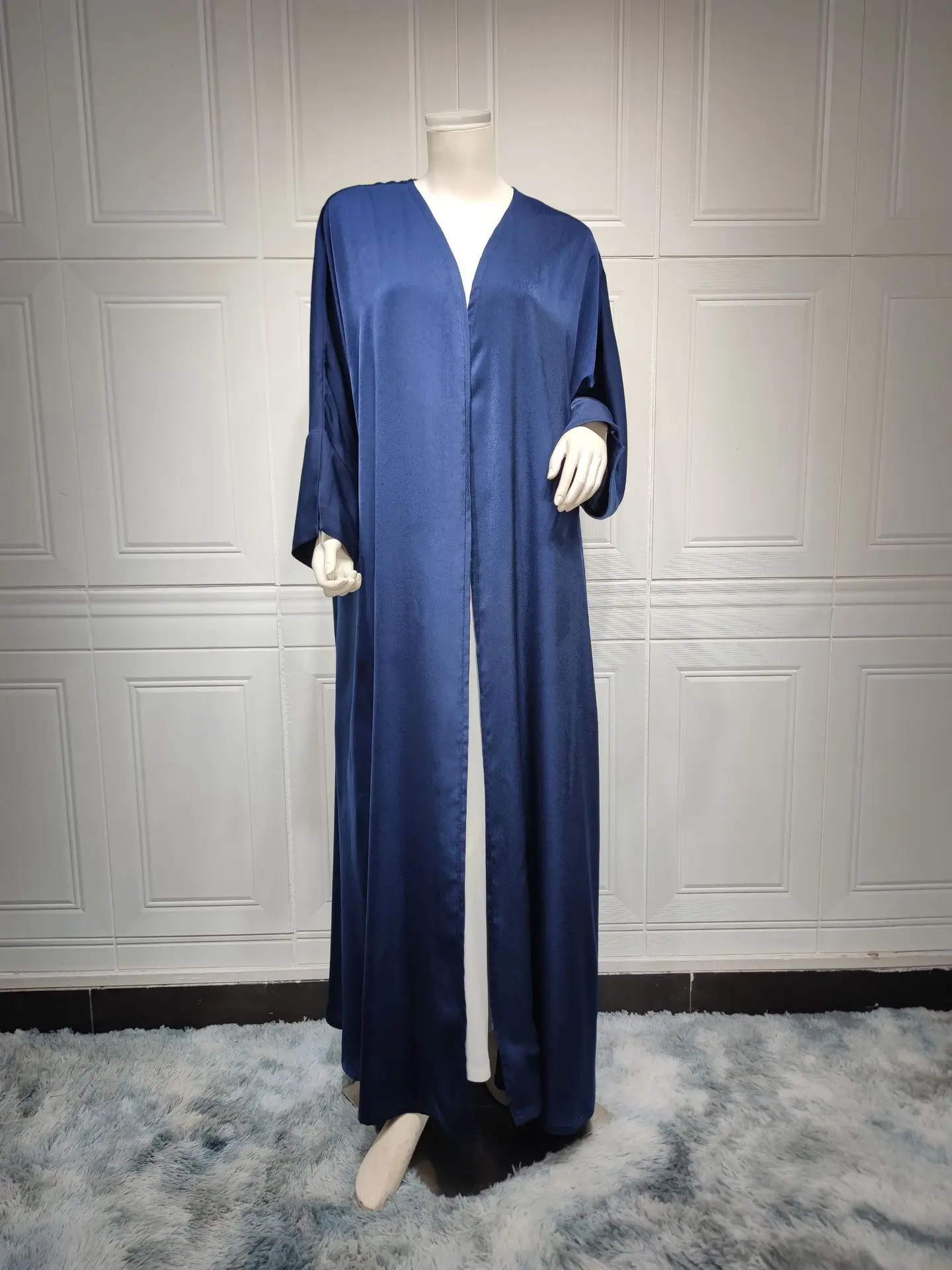 Muslim burqa blue long soft and minimalist elegant cardigan robe