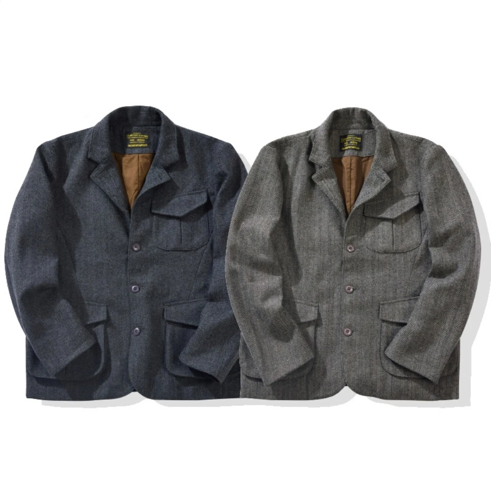 

New retro herringbone thick jacket for autumn and winter men's new style