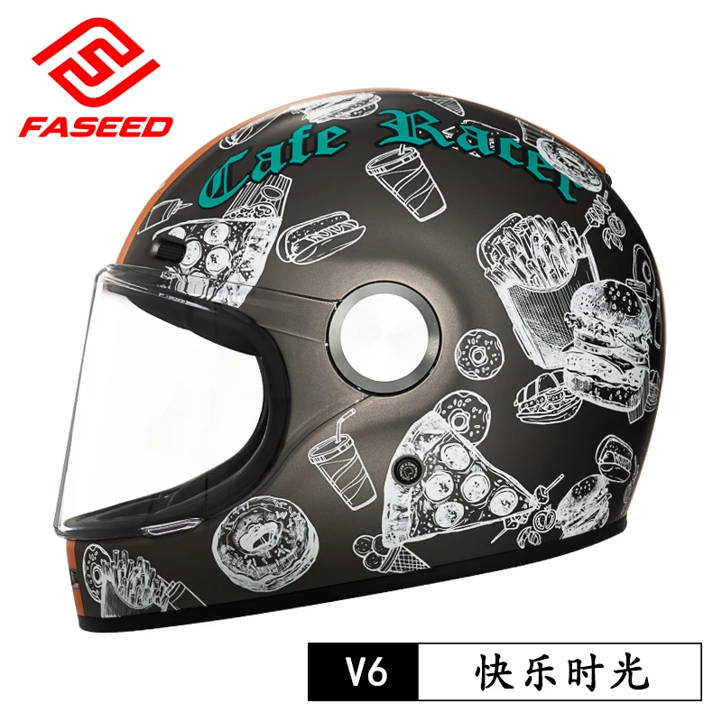 FASEED Motorcycle Helmet Men Women Locomotive Retro Full Helmet Extra Large Size 4XL Four Seasons