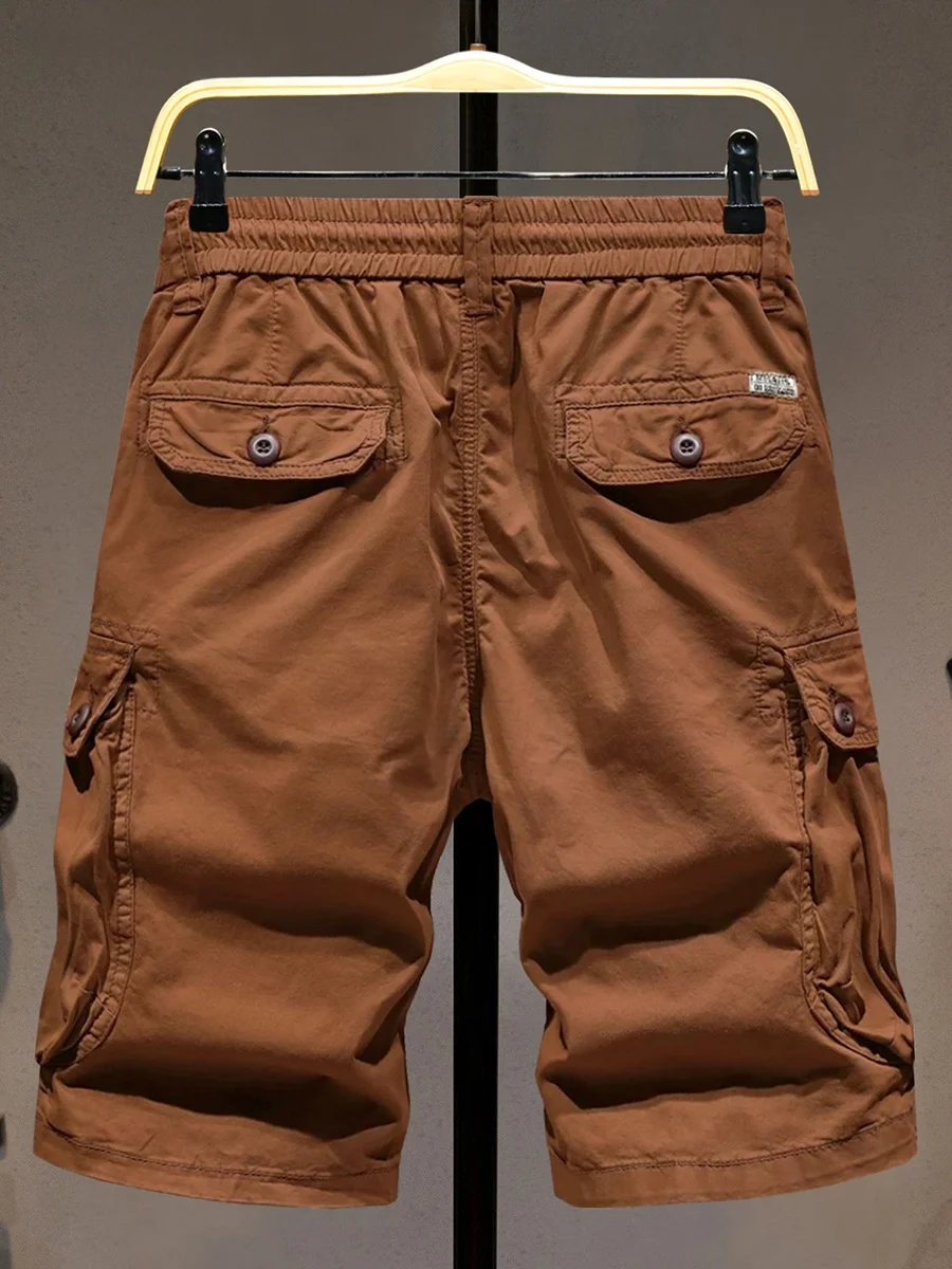 

Мужские летние брюки для активного отдыха 2025: модные американские повседневные прямые брюки длиной до колена из дышащей хлопковой смеси