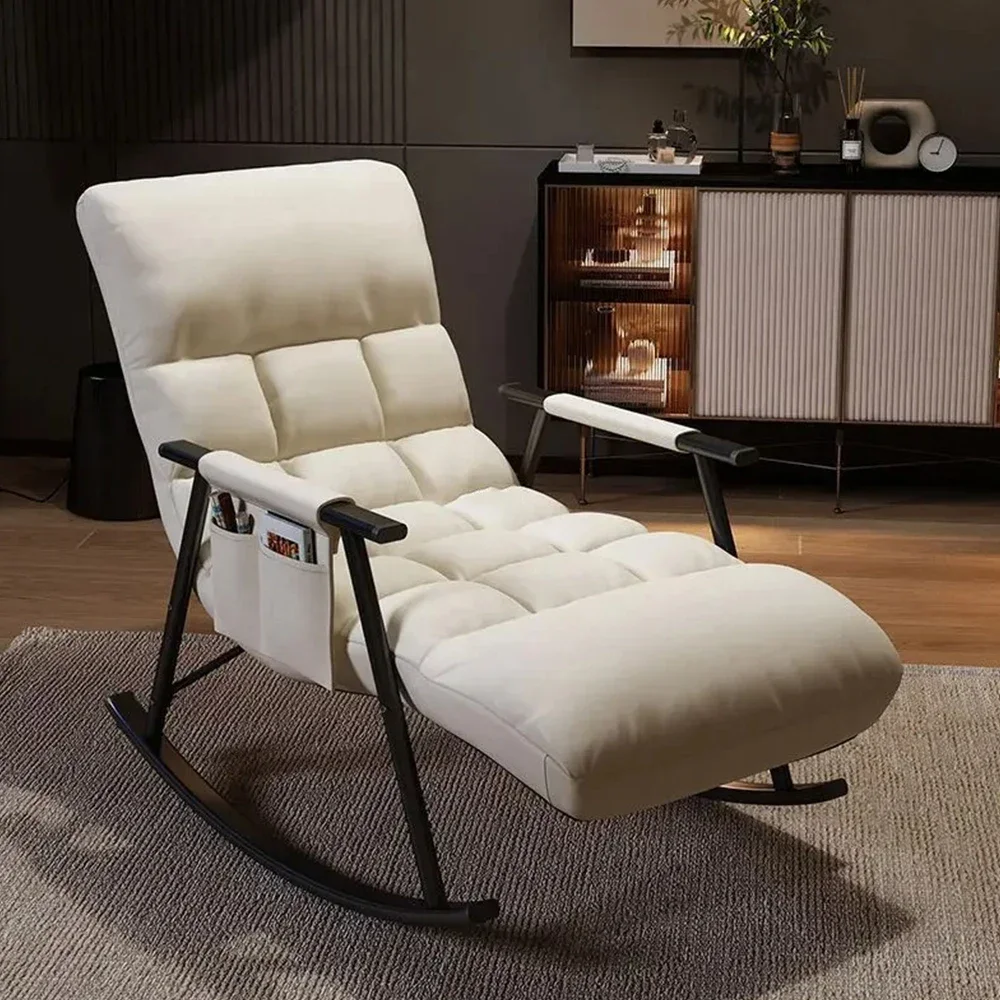 Lazy Rocking Chair Technology Cloth Lounge Chairs Detachable Washable 5 Angle Adjustment Relaxation And Comfort Recliner Chair