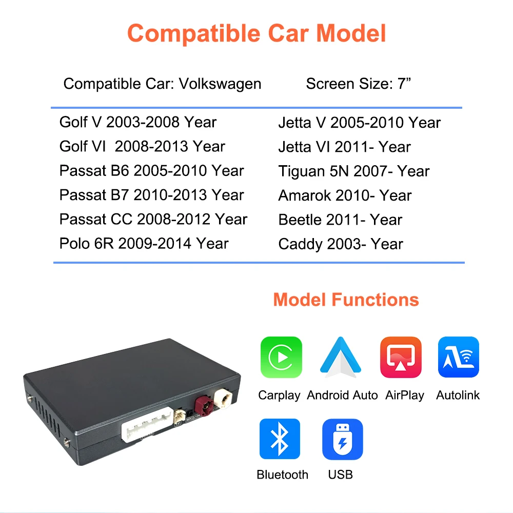 Bonroad Wireless Android Auto Retrofit Car Play Modul für Volkswagen Passat Golf 6 Tiguan Touran Polo RNS510 Serie Mirror Link – Detail 5