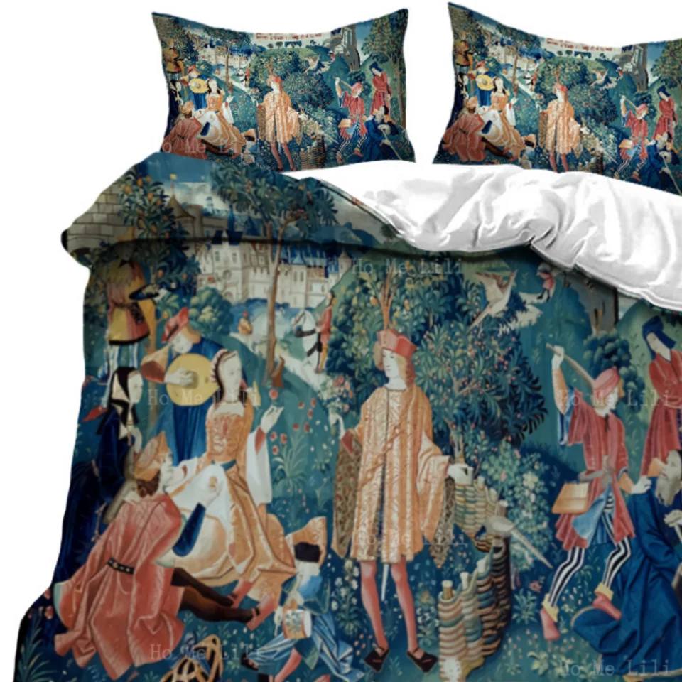 Imagem -03 - Corte Medieval Paris Renascimento Religioso Arte Clássica Design Edredão por ho ME Lili Conjunto de Cama