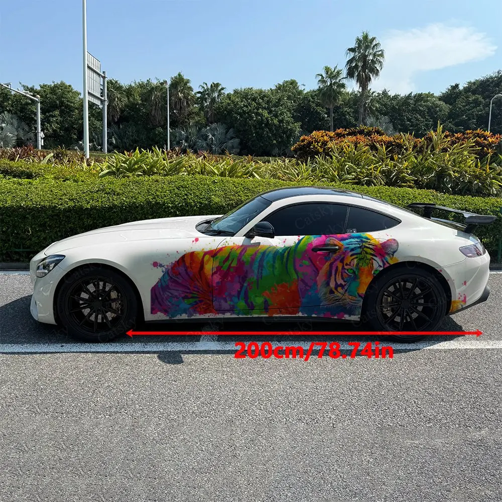 

Watercolor Tiger Car Side Wraps, Self-Adhesive PVC Waterproof & Scratch-Resistant Stickers, Car Accessory Gift
