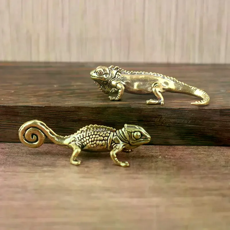 Figure Home Decor Small Ornaments Antique Brass Animal Figurines Tea Pet Desk Decorations Home Decor Accessories Gecko
