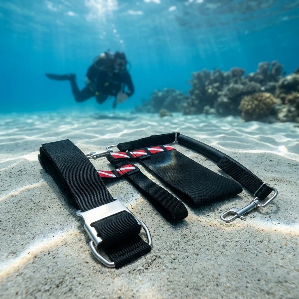 Scuba Sidemount Stage Kit Featuring 316 Stainless Steel Clips and Adjustable Elastic Straps for 11 to 12 Liter Tanks