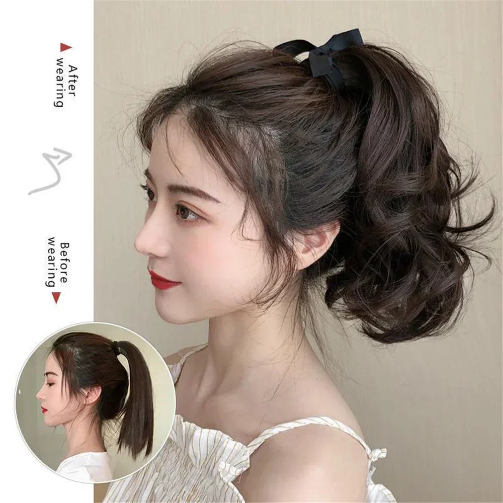 

synthetic wig Women Long Curly Strap-style Pear Flower Fake Ponytail Wig Big Wave Mid-length Extensions Accessories