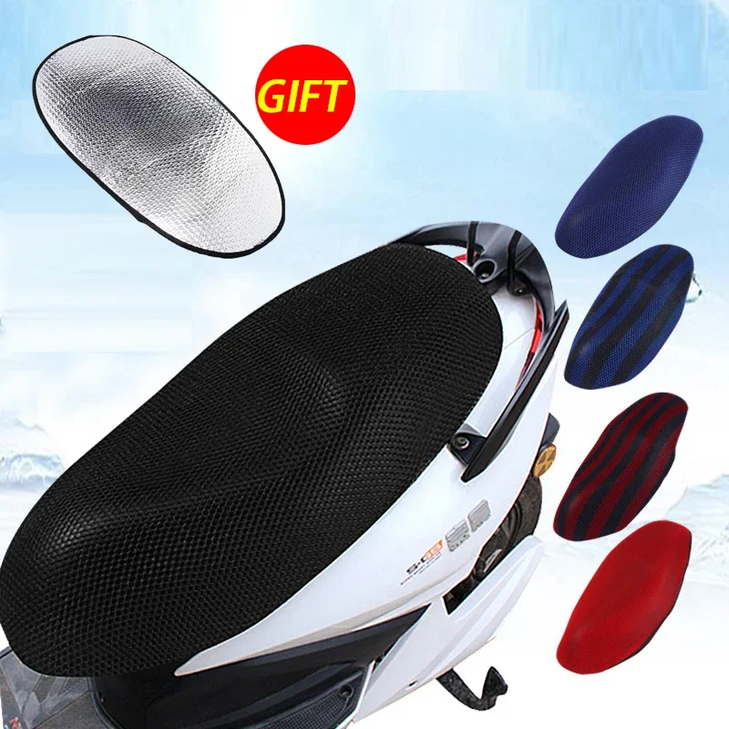 3D Motorcycle Mesh Fabric Anti-skid Pad Scooter Seat Electric Bike Seat Cover Summer Breathable Covers Cushion Net Cover Gift