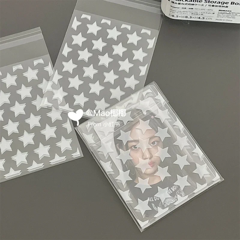 50pcs/bag Stars Prints Self Sealing OPP Bag For Stars Photos Storage Organizer Mini Cards Bag Holder Transparent Pocket
