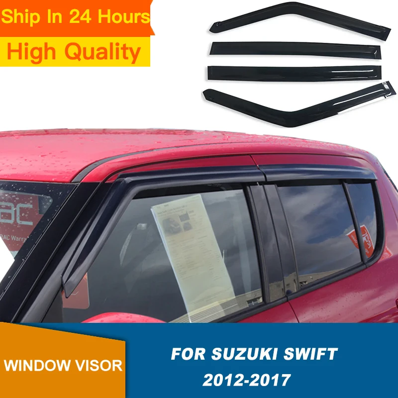 Nuevo Deflector de ventana lateral para Suzuki Swift 2012 2013 2014 2015 2016 2017 4 Uds protector meteorológico negro para coche visera de lluvia protector contra el viento Hig