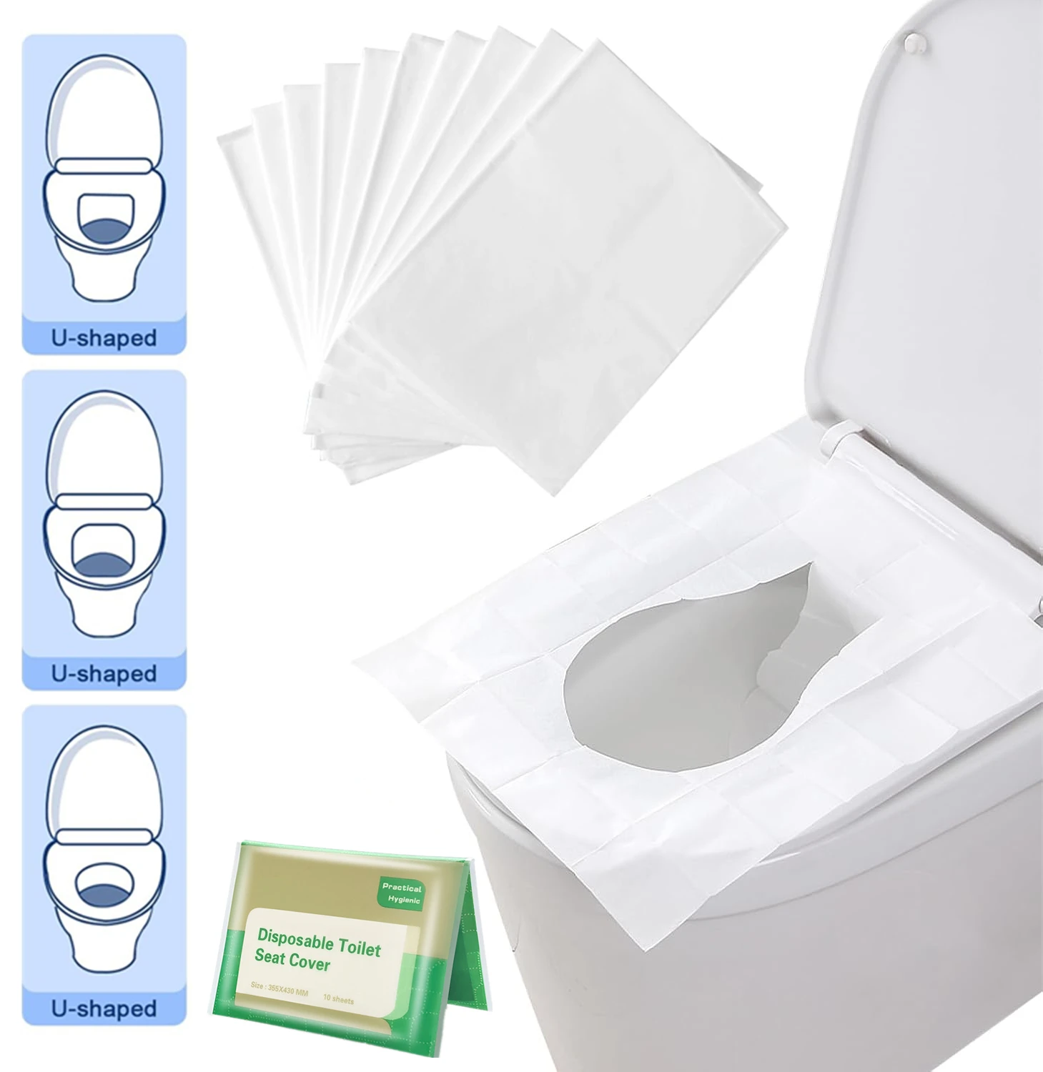 Wegwerptoiletbrilhoes, doorspoelbare wegwerptoiletbrilhoezen voor op reis, reisbenodigdheden voor openbare toiletten, hotel