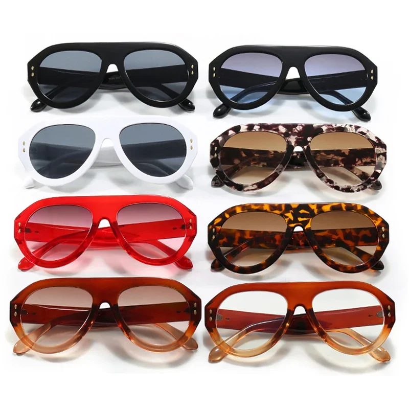 JNPCXI المتضخم Ins شعبية موضة الطيار النساء النظارات الشمسية الرجعية الأحمر ظلال UV400 الرجال تتجه واسعة الساقين نظارات شمسية #4