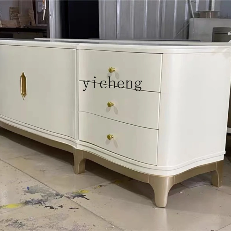 

Solid Wood TV Cabinet Modern Simple Small Apartment Living Room White Light Luxury Storage TV Cabinet