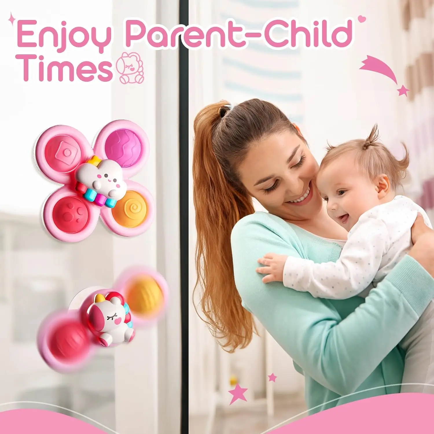 Ensemble de jouets rotatifs à ventouse pour bébé, série de conte de fées de rêve, musique rotative, image de dessin animé mignon avec divers jeux et cadeaux