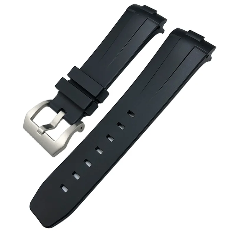 24mm Curved End Natural Rubber Watchband for Panerai LUMINOR SUBMERSIBLE PAM Silicone Waterproof Watch Strap Butterfly Buckle