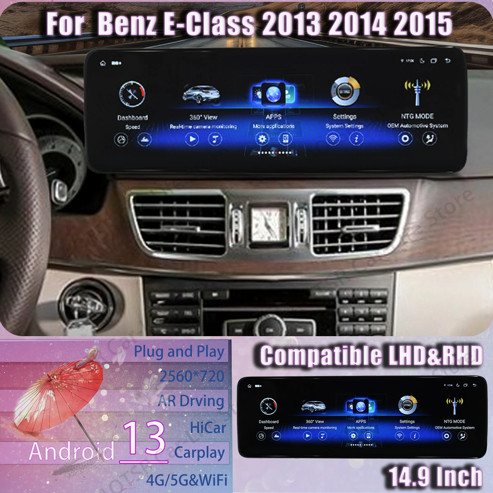 

14,9 дюймовый Мультимедиа Android авто для Benz E-Class 2013 2014 2015 GPS навигация автомобильное радио интеллектуальная система приемник головное устройство