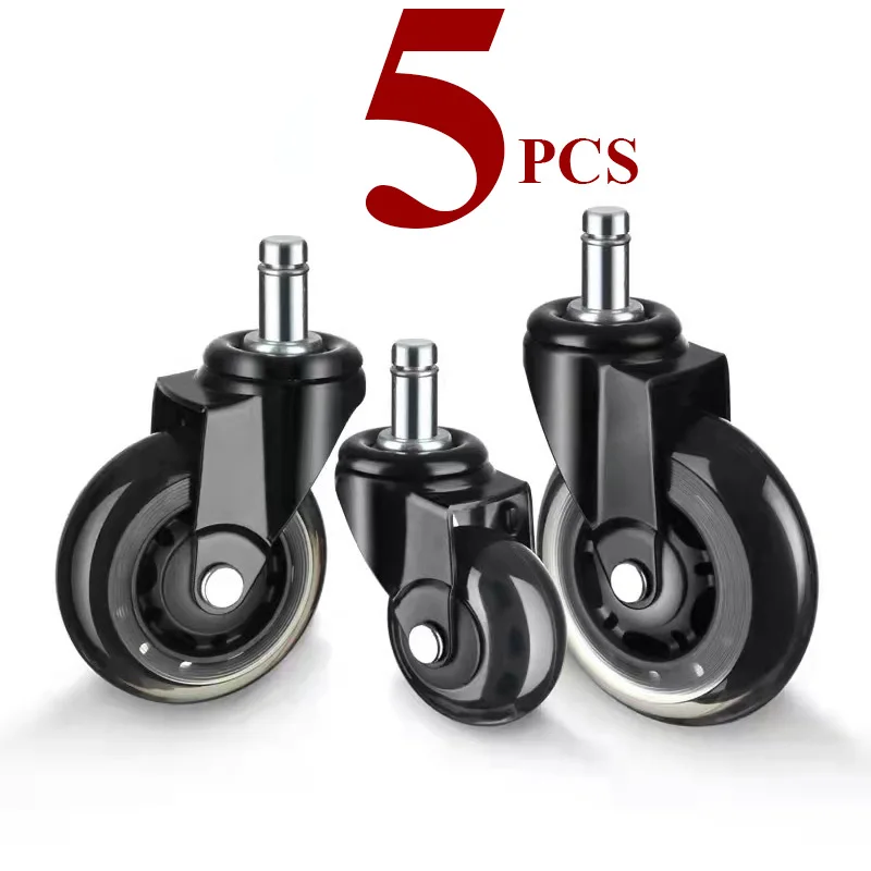 

5pcs Office Chair Wheels 2/2.5/3 Inches Soft Rubber Roller Quite Swivel Caster For Game Chairs Replacement Furniture Hardware