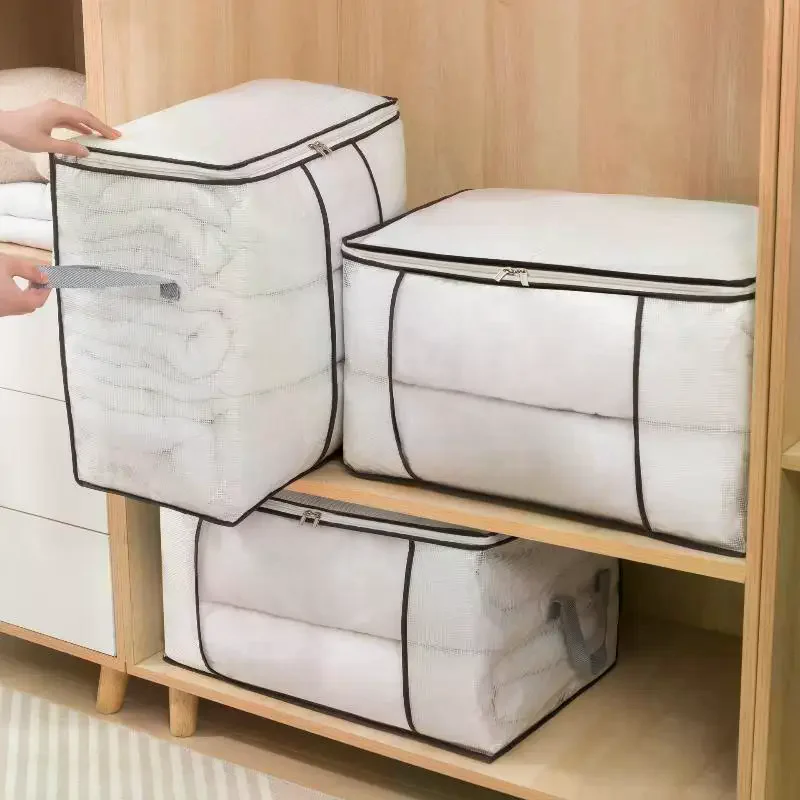 1Pcs Large Capacity Clothes Storage Bag With Clear Window Sturdy Zippers