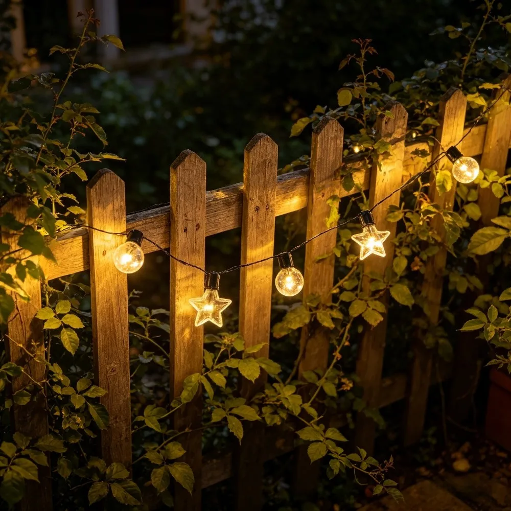 10/20 LED Solar G50 Clear Globe Star String Lights Waterproof Outdoor Fairy Lights for Courtyard Christmas Holiday Decor