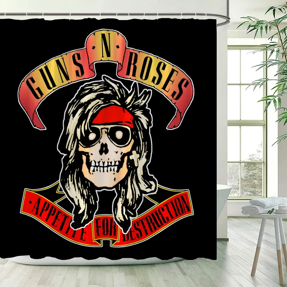 Rock-Guns Roses Shower Bath Curtain Bathroom Curtains Folding Partition Accessories Bedrooms Things The Sets Full Set Luxury