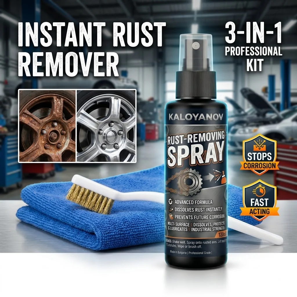 Rust Converter & Remover Kit for Car with Wire Brush & Microfiber Towel - Ultimate Auto Anti-Rust & Metal Detail Care Set