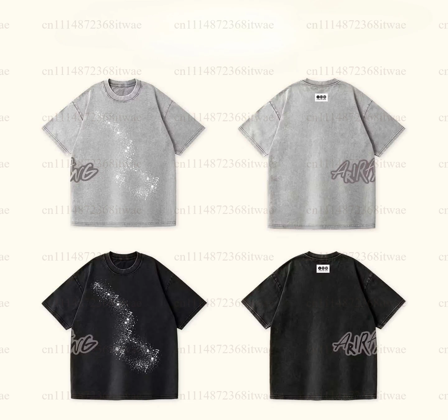 Ladies Casual Loose‑Fit Tee ARIRANG Washed Distressed Fabric Print World Tour Fan‑Inspired Crew Neck Short Sleeve T‑Shirt