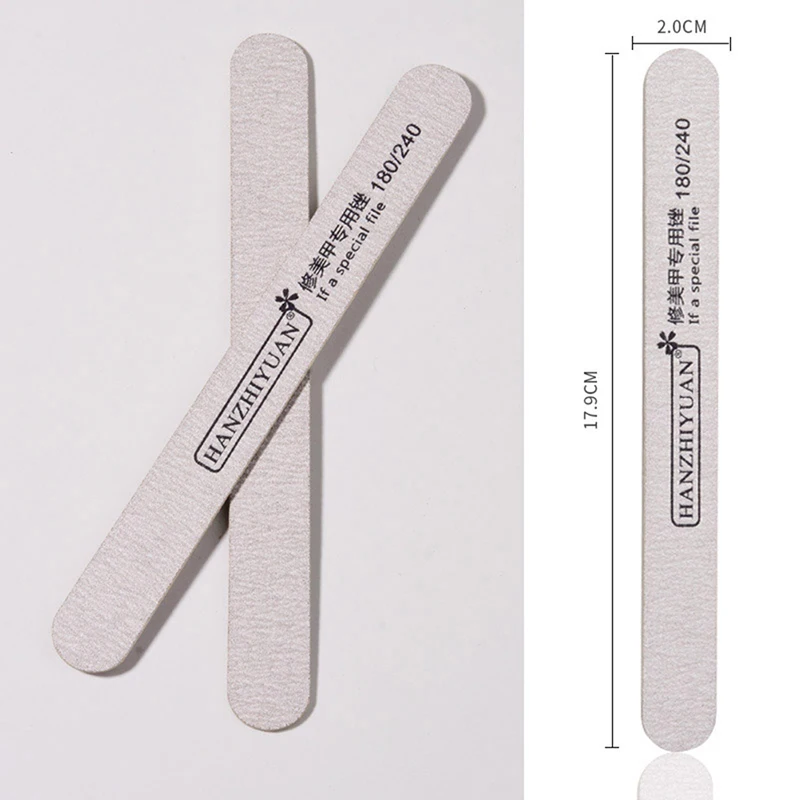 10Pcs Strong Stick Wooden Nail File Grey Boat Nail Buffer Block Manicure Pedicure Double-sided Wood Files Nail Supply