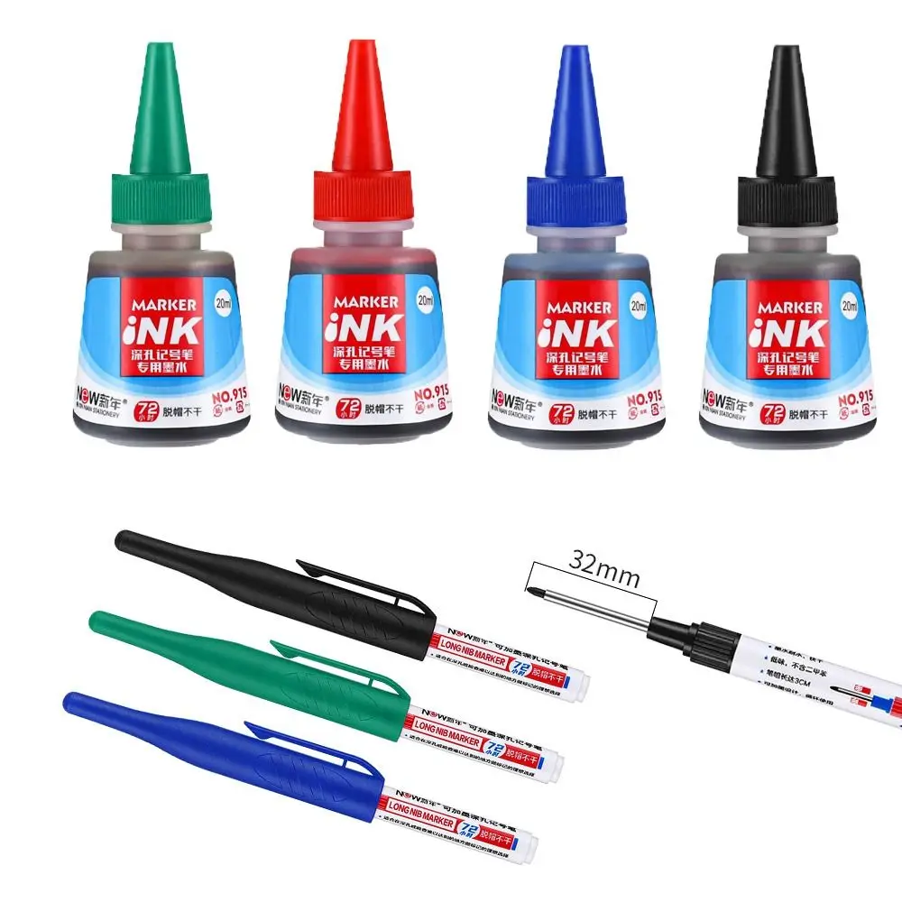 3bottle/set Quick-Drying Non-toxic Erasable Office Long Head Mark Pen Ink Refills Tool Whiteboard Pen Color Refills Refill Ink