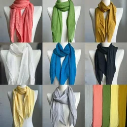 Pleats Pleated Scarf Shawl Women's Fashion Thin Sunscreen Fashion Versatile Solid Color Warm Elegant Temperament Tops 2023 New