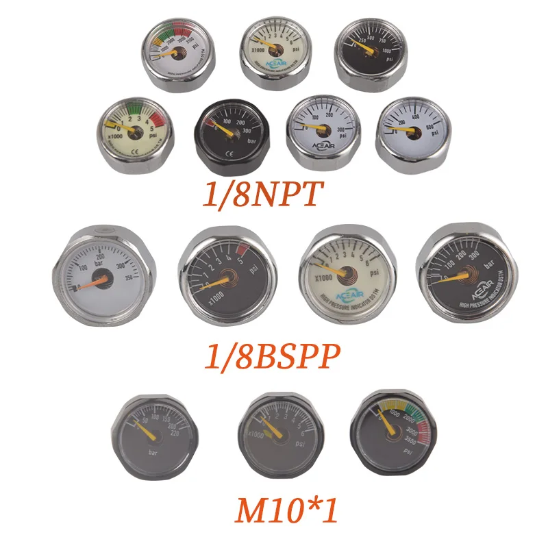 

Mini Pressure Gauge Manometer 1/8NPT 1/8BSPP M10*1 Hoge Druk Handpomp Valve Accessoires Regulator Duiken Bergbeklimmen Aquarium