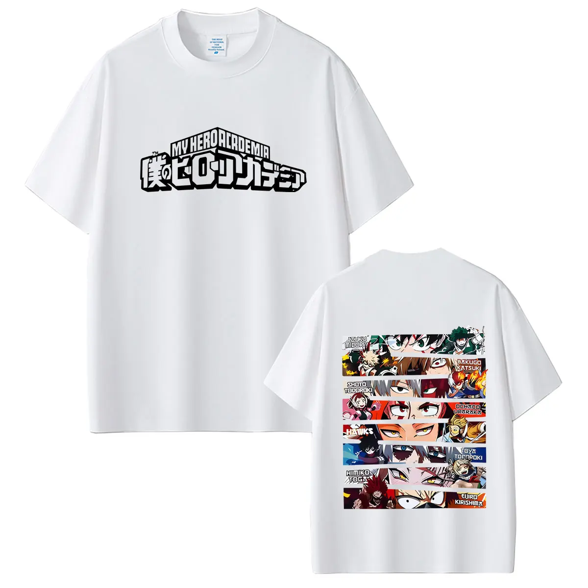 Bestseller Anime My Hero Academia Midoriya Izuku Shoto Todoroki Bakugou Katsuki Augen-Print T-Shirt für Männer und Frauen Lässiges Vintage T-Shirt – Detail 5